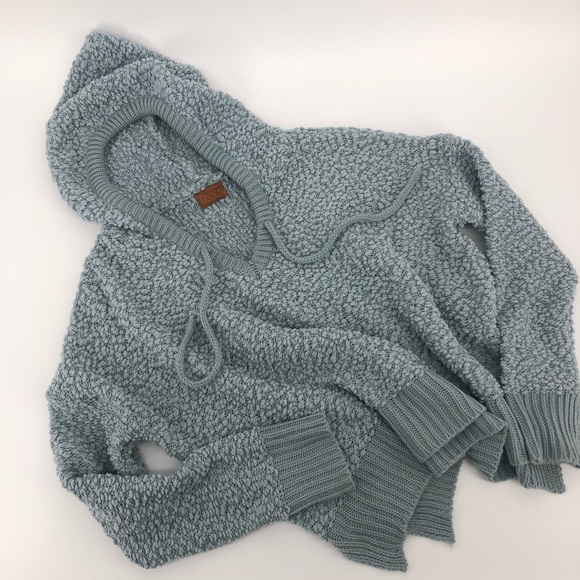 POL Tops - POL Blue Nubby Popcorn Knit Extra Soft Hoodie